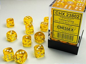 Translucent 12mm d6 Yellow/white Dice Block™ (36 dice)  - Importado