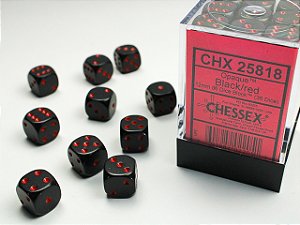 Opaque 12mm d6 Black/red Dice Block™ (36 dice)  - Importado