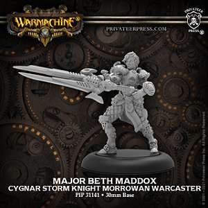 Warmachine - Major Beth Maddox - Cygnar Morrowan Storm Knight Warcaster - Importado