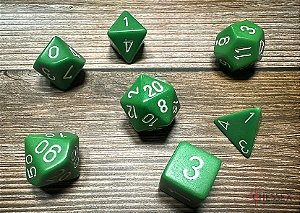 Kit de Dados - Opaque Green/white Polyhedral 7-Die Set - Importado