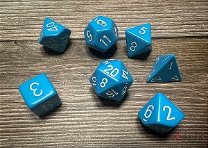 Kit de Dados - Opaque Light Blue/white Polyhedral 7-Die Set - Importado