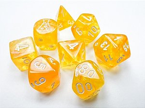 Kit de dados - Borealis® Polyhedral Canary/white Luminary™ 7-Die Set (with bonus die) - Importado