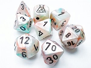 Kit de Dados - Lustrous® Polyhedral Sea Shell/black Luminary™ 7-Die Set (with bonus die) - Importado