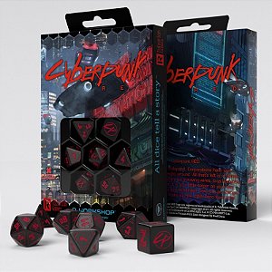 Cyberpunk Red Dice Set - Blood over Chrome - Importado