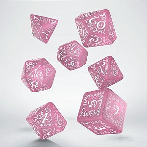 Elvish Shimmering pink & White Dice Set - Importado