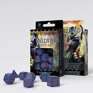 Wizard Dark-blue & orange Dice Set - Importado