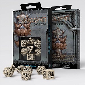 Dwarven Beige & black Dice Set - Importado