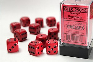 Opaque Red/black 16mm d6 Dice Block (12 dice) - Importado