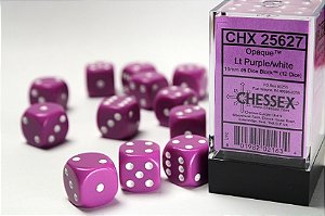 Opaque Light Purple/white 16mm d6 Dice Block (12 dice) - Importado