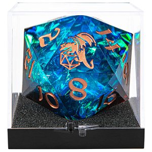 D20 55mm Sharp Edged Resin: Blue/Red with Copper - Importado