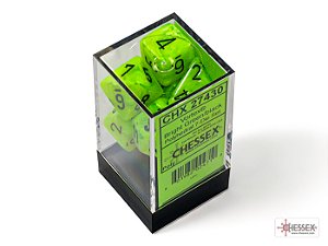 Vortex Bright Green/black Polyhedral 7-Dice Set - Importado