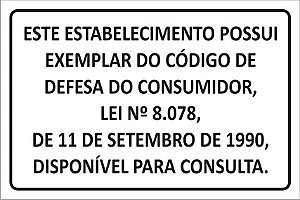 Código de Defesa do Consumidor em alumínio