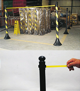 Pedestal com Fita Retrátil (Zebrado)