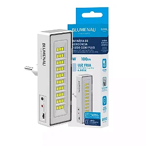 Luminária de Emergência 30 LEDs com Plug Blumenau – Compacta e Prática (100lm)
