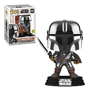 The Mandalorian with Dark Saber 491 GITD Pop Funko Star Wars