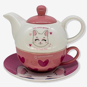 Bule 2 em 1 Eu Amo Gatos - Zona Criativa - 10025694