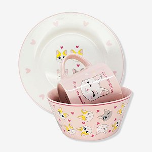 Conjunto Bowl Caneca Prato Eu Amo Gatos - ZC 10025662