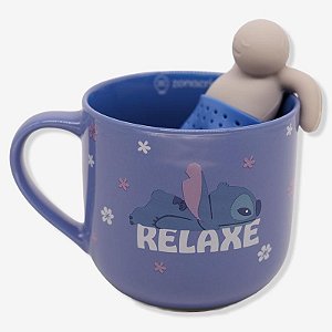 Caneca com Infusor Chá Stitch Relaxe Disney 350ml - 10026506