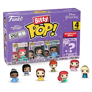 Princesas Disney Ariel Mulan e Tiana Pack4 Funko Bitty Pop