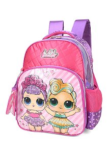 Mochila Escolar Luxcel Lol Surprise com Bolsa de mão transparente IS34611LO Rosa