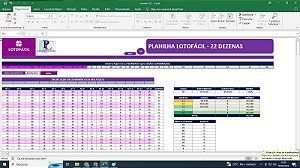 Planilha Lotofácil | Desdobramento de Dezenas | 22 dezenas em 20 Jogos