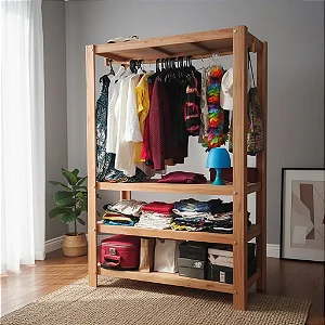 GUARDA ROUPA / ARARA / CABIDEIRO SEM PINTURA COR NATURAL PENAFORT