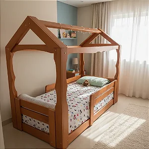 CAMA CASINHA ENTRADA PELAS LATERAIS MONTESSORIANA PADRÃO SOLTEIRO PENAFORT 88X188X12 SEM DESENHO