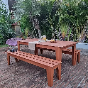 Jogo de Mesa com 02 Bancos Penafort 180x90 Penafort Cor Imbuia