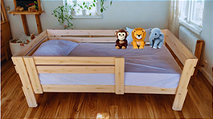 CAMA INFANTIL SOLTEIRO PADRÃO COM PÉS DE 35CM  88 X 188 X 35 PENAFORT SEM DESENHO COR IMBUIA