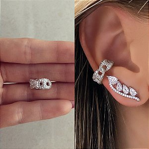 Piercing de Pressão Lacre com Zircônias Diamond no Ródio Branco