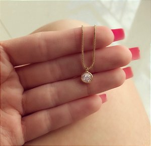 Corrente Ponto de Luz com Voltinha na Zircônia Diamond Dourado