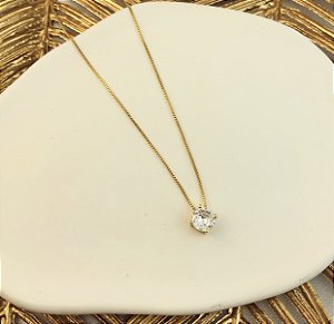 Corrente Ponto de Luz de Zircônia Diamond Dourado