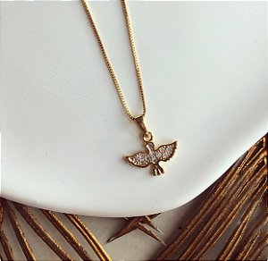 Corrente Espírito Santo Delicado com Zircônias Diamond Dourado