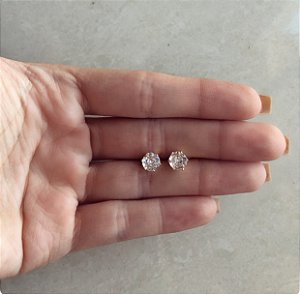 Brinco Bolinha Bem Grande de Cristal Diamond Dourado
