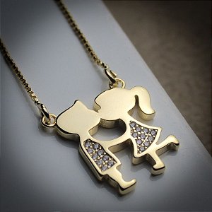 Corrente Love Casal (Menino e Menina) Zircônias Diamond