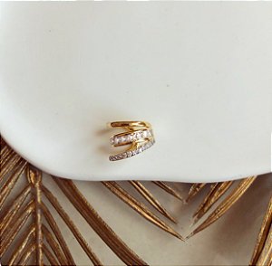 Piercing de Pressão Triplo de Zircônias Diamond Dourado