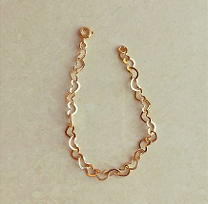 Pulseira Maxi Corações Entrelaçados Dourado