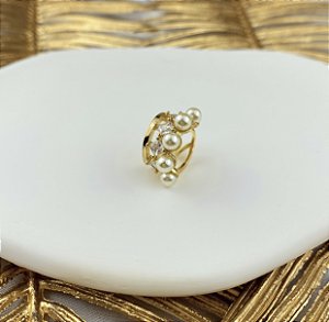 Piercing de Pressão Cravação Zircônias Diamond e Pérolas Dourado