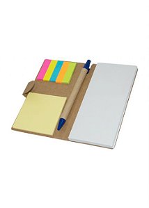 Bloco de Anotações Ecológico com Caneta Reciclada e Post-it
