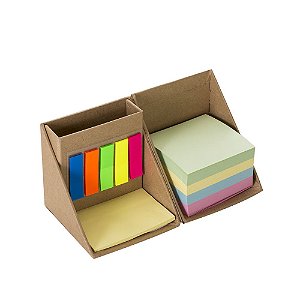 Bloco de Anotações Ecológico com Porta Canetas e Post-it