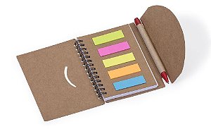 Bloco de Anotações Ecológico com Caneta Reciclada e Post-it