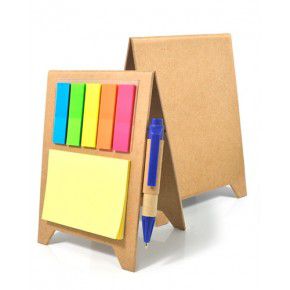 Bloco de Anotações Ecológico com Post-it e Mini Caneta Reciclada