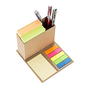 Bloco de Anotações com Post-it e Porta Canetas
