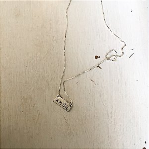 Colar Amuleto Amor Prata - Palavra personalizada