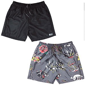 Kit 2 Bermudas Tactel Vista Rock Liso e Estampado