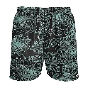 Bermuda Vista Rock Dry Fit Floral Preto