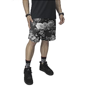 Bermuda Vista Rock Dry Fit Floral Preto