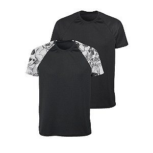 Kit Camisetas Dry Fit Vista Rock Raglan Skulls