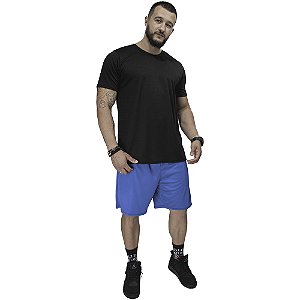 Kit Bermuda e Camiseta Sport Vista Rock Liso Preto e Azul