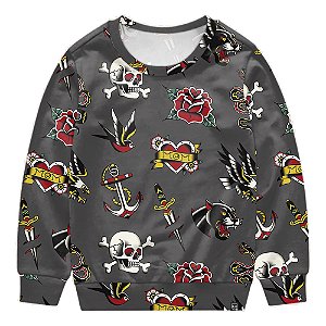 Blusa de Frio Fechada Vista Rock Estampada Tattoo